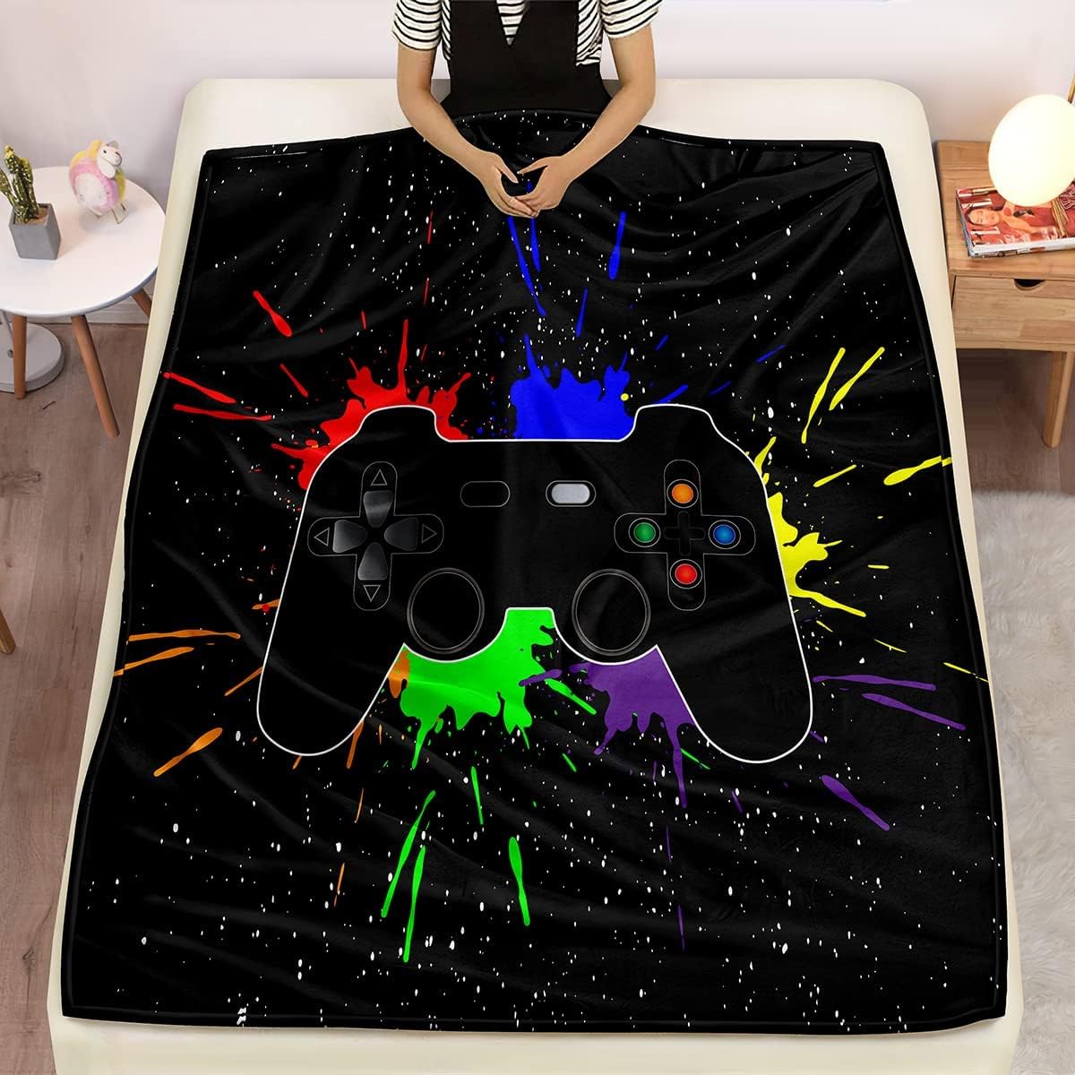 lirs Bedding Gaming Throw Blanket 60" x 50’’ Super Soft, Fleece, Gamer Gift for Couch Sofa for for Kids Boys Teens Video Game (MT-A01, 60’’x50)