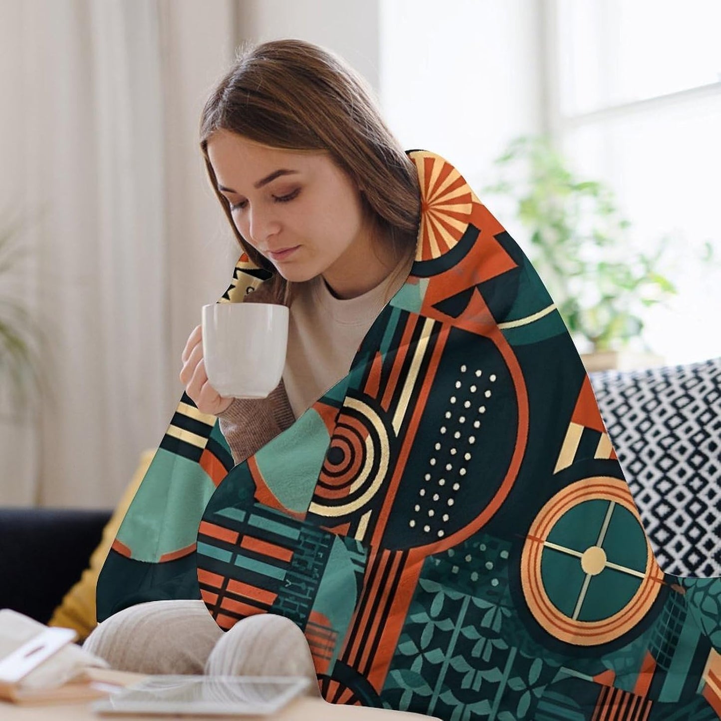 Patterns with Different Shapes Throw Blanket for Couch Super Soft Warm Lightweight Throw Blankets Cozy Flannel Bed Blanket Cute Decorative Blankets for All Seasons Home Decor Gift 50"*60"（130*150cm）