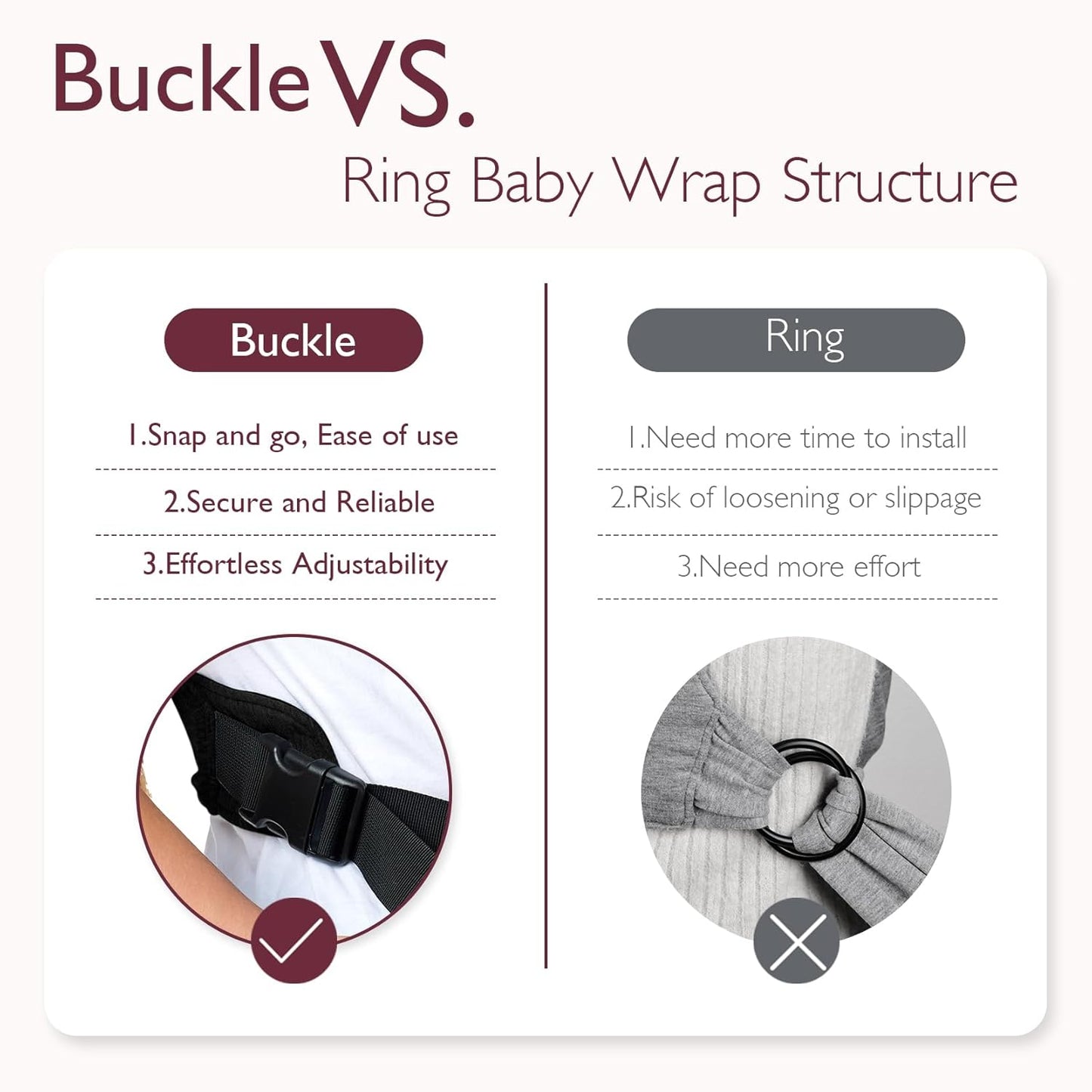 Momcozy Baby Wrap Carrier Skin-Friendly Fabric, Easy to Wear Baby Carrier Sling T-Shirt Design, Hands Free Baby Carriers Newborn to Toddler 8-35lbs, Adjustable Buckle Suit for Waist 30-47inch, Black