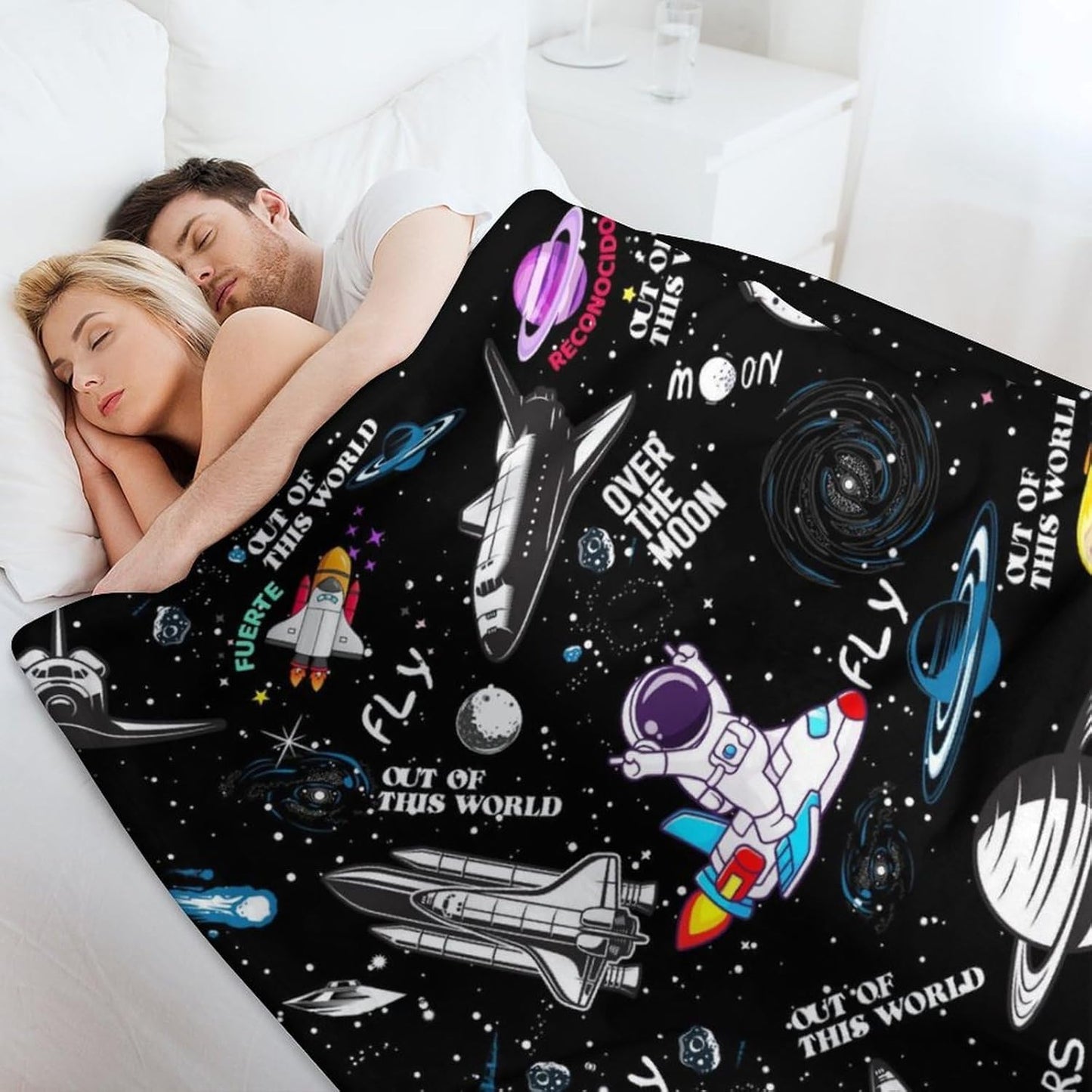 Solar System Throw Blanket - Soft Flannel Blankets for Teens Adults Women Men Planets Lovers - Space Throw Blankets for All Season Lap, Chair, Sofa - 70"x50"