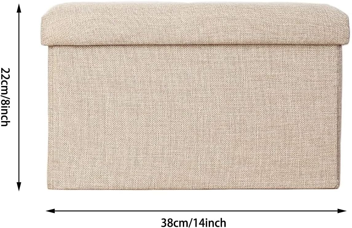 ZLY 접이식 스툴 보관 오토만 폴리에스터 원단 리넨 발 받침대 시트 클러터 컬렉션 35.6cm x 20.3cm