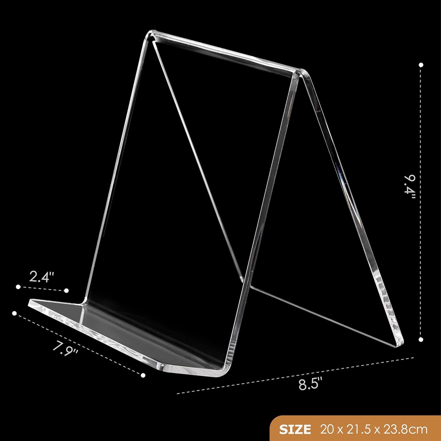 Acrylic Easel Book Stand, 7.9'' x 9.4'' Clear Display Easel Holder for Books, Tablets, Phones, Albums, Magazines, CDs, Plate, Artworks,Photo (2 Pack)