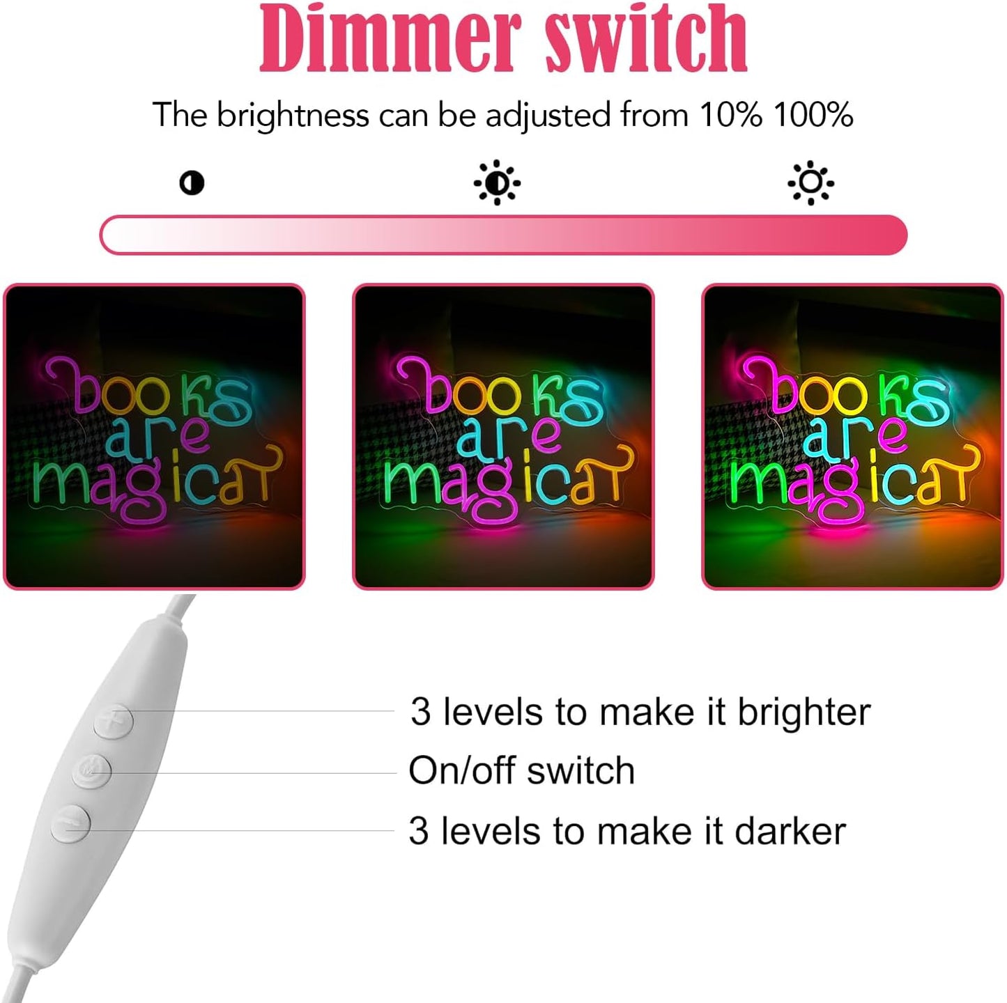 Funny Books Are Magical Neon Sign, Teacher Reading Appreciation Neon, Cute Book Lover Neon Gifts, Suitable For Library Classroom Bedroom Library Study Room Hostel Backdrop Lights Wall Hanging Decor