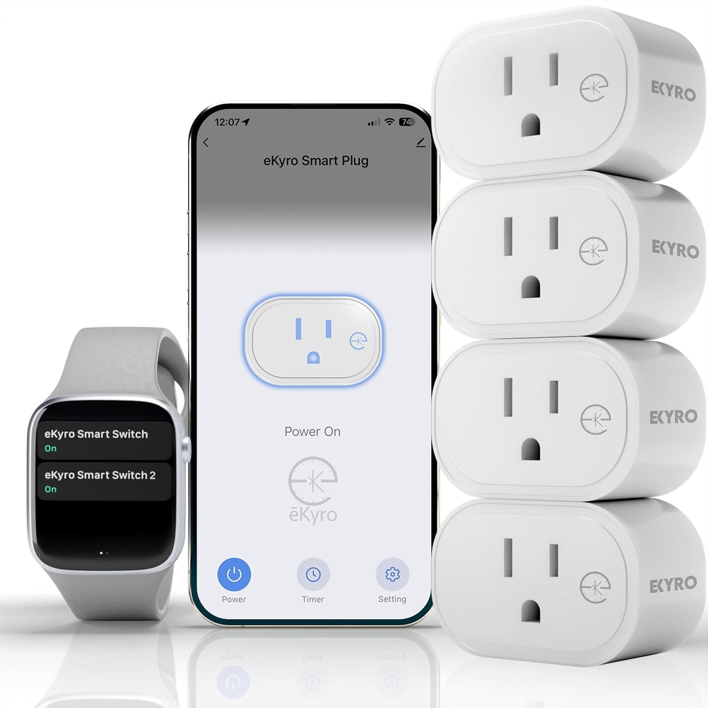 Smart Plug | Compatible with Alexa, Google Home Assistant, iPhone, Siri, Android, Power Tracking 15A 1800W, No Hub or Subscription Required, Apple Intelligence, Gemini (Non-Monitoring, 4)