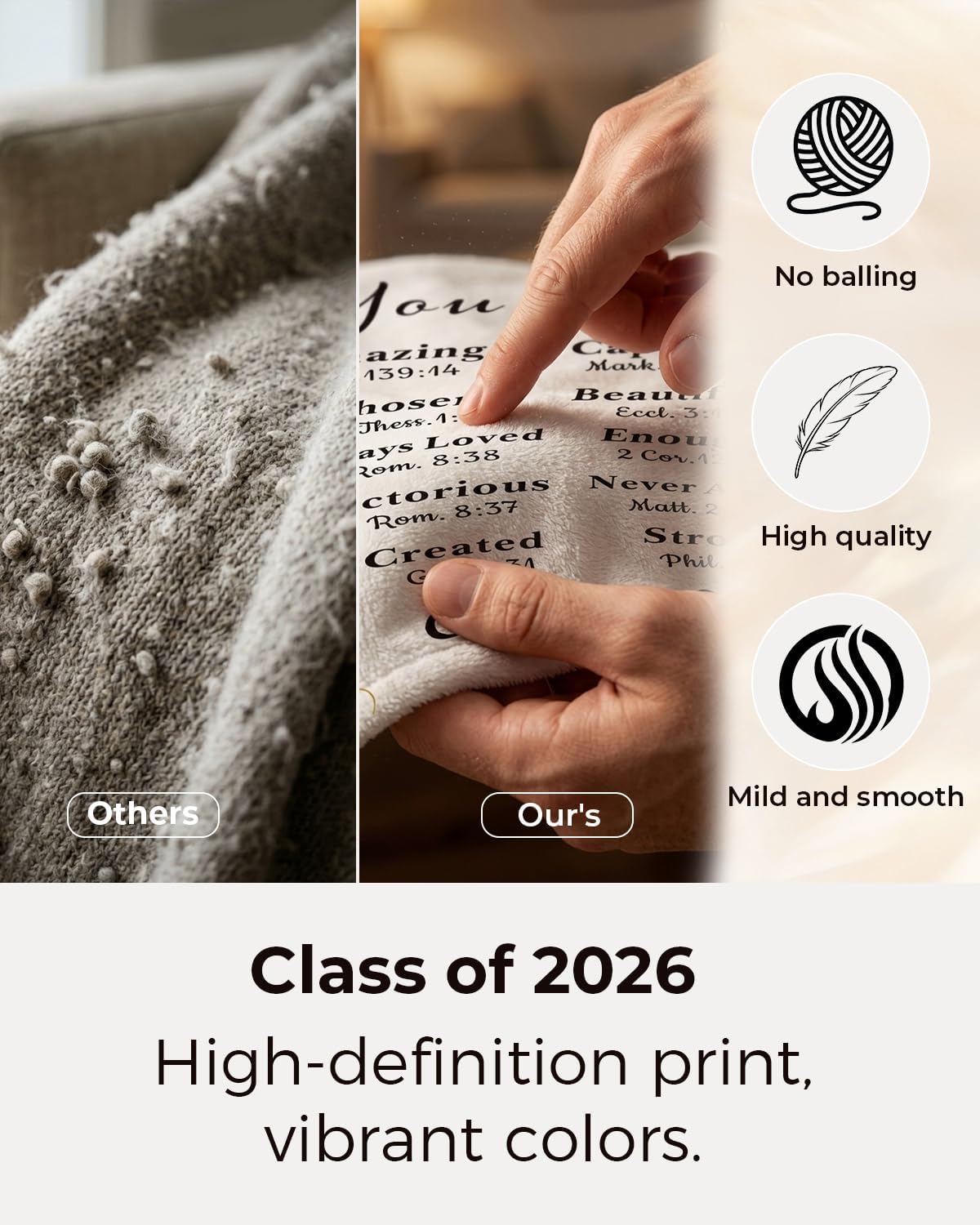 2026 Graduation Stuff & Senior Night Party Supplies - Class of 2026 Flannel Throw Blanket 50"x60" | Bulk Gifts for Seniors, Soft Commemorative Graduation Decor