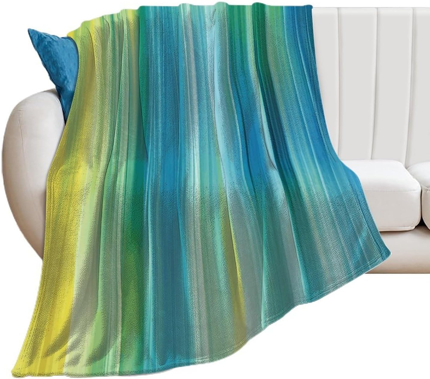 Blue and Green Throw Blanket for Couch Super Soft Warm Lightweight Throw Blankets Cozy Flannel Bed Blanket Cute Decorative Blankets for All Seasons Home Decor Gift 40"*50" （100 * 130cm）
