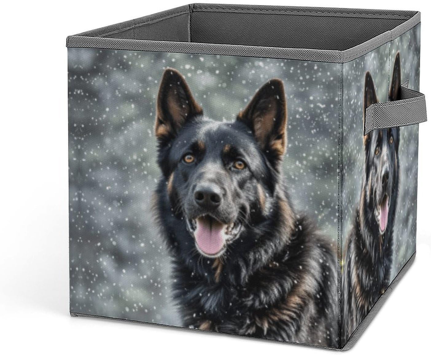 Black German Shepherd Dog Storage Bins with Handles Fashion Large Storage Cubes Sturdy Foldable Storage Boxes Space-Saving Storage Baskets for Home Office Clothes Closet Organizers