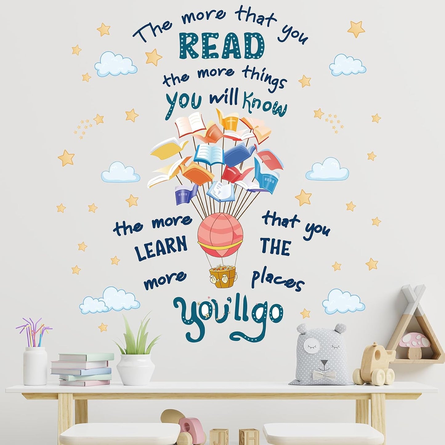 Reading Corner Wall Decals for Classroom – Preschool Classroom Decor, Library Wall Art, Motivational Kids Wall Stickers, Educational Reading Corner Decor
