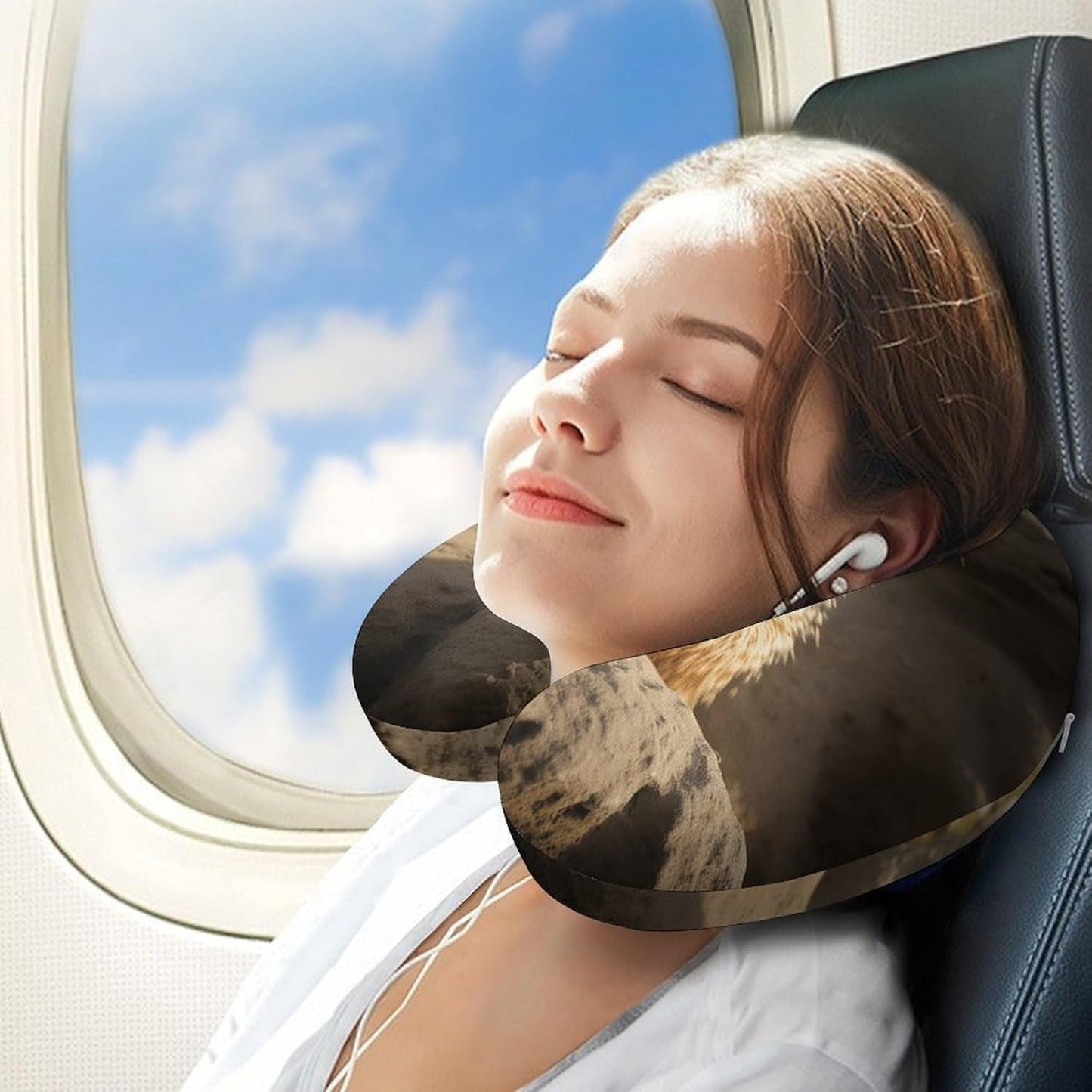 Meerkat Animal Neck Pillow Memory Foam U Shaped Pillows Portable Pillows for Shoulder Travel Head Support Pillow with Concealed Zipper for Airplane Car Home Office