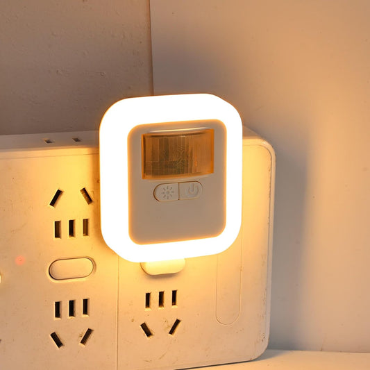 Motion Sensor Night Light Plug into Wall - Auto On/Off, Dimmable LED with Dual Sensor (Motion+Light), 10 Brightness Levels, 4 Timers for Hallway, Bathroom, Nursery (Remote Included)