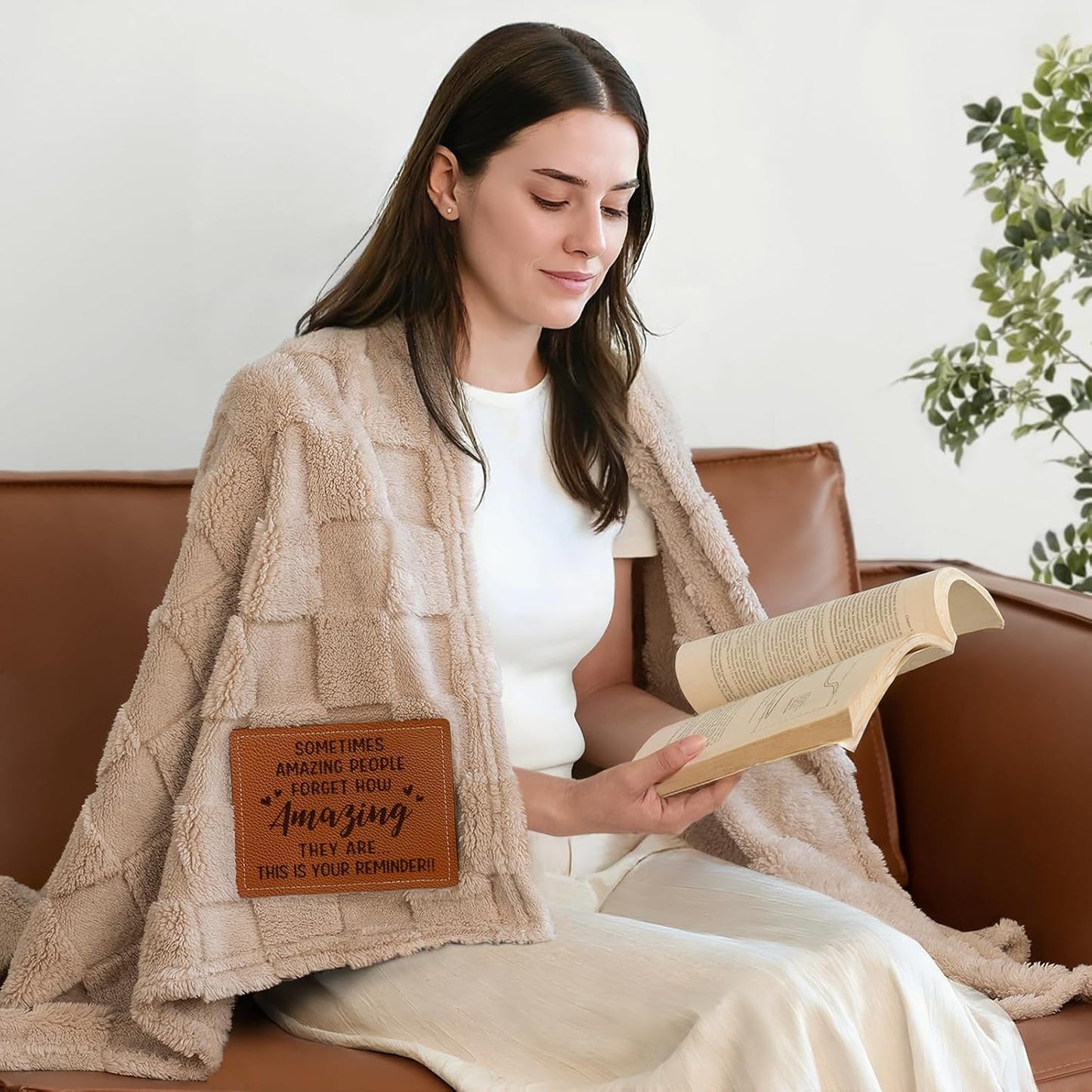 Blanket Gifts for Women Men - You are Amazing Blanket - Birthday Gifts for Women Friendship, Thank You/Appreciation Presents, 3D Checkered Throw with Leather Label, 50”×60“