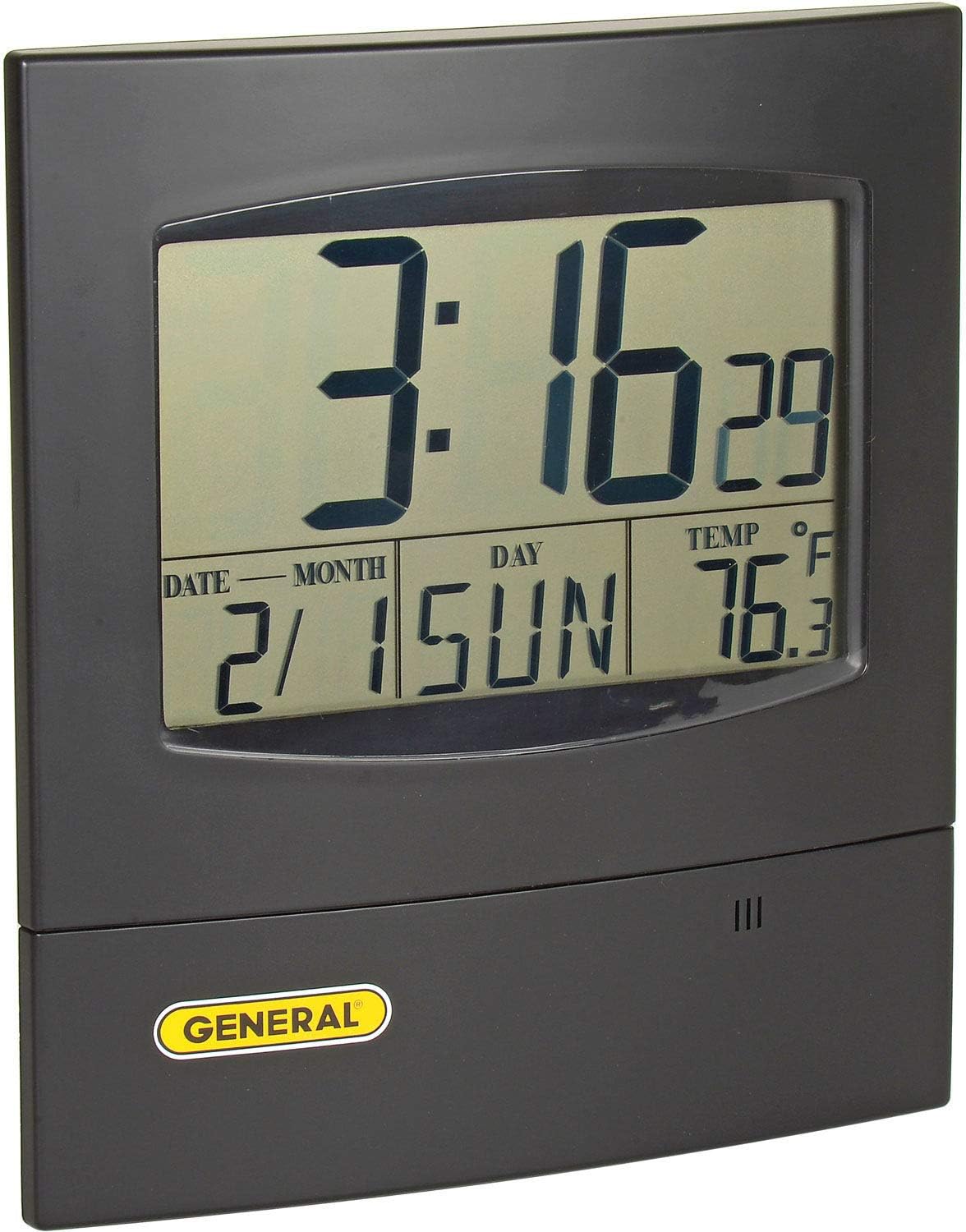 General Tools Jumbo Display Digital Wall Clock #DJC381 with Time, Day, Date and Temperature