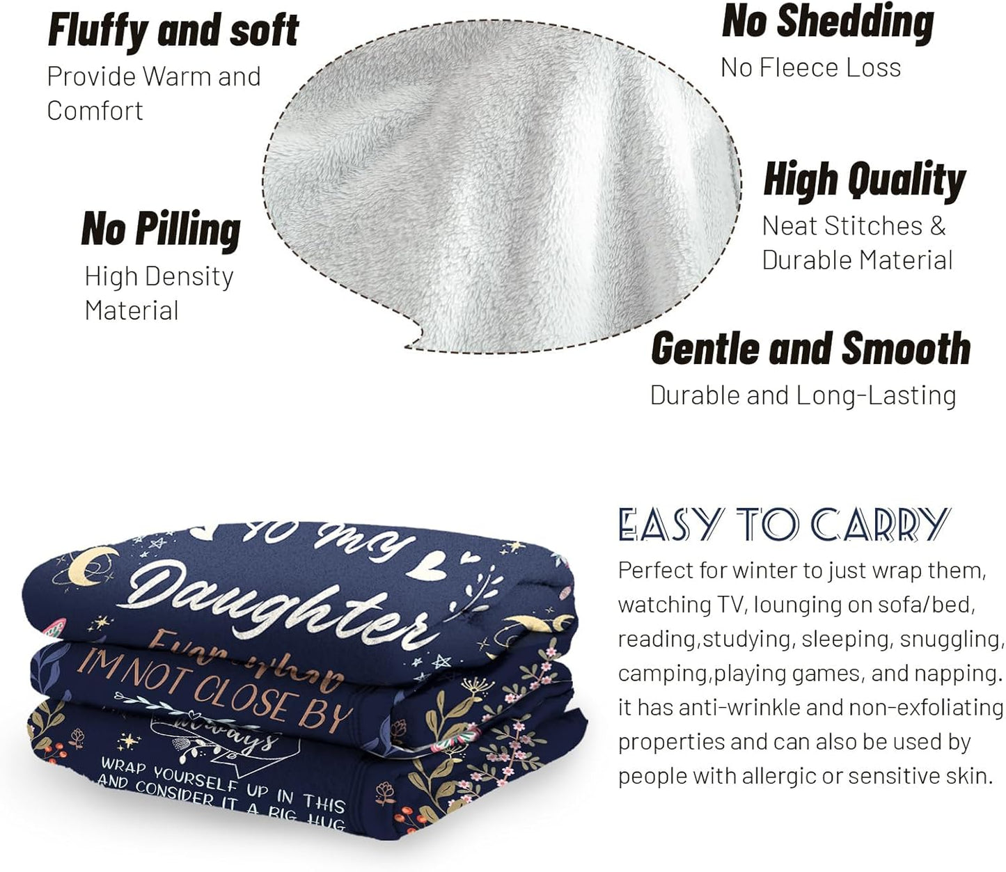 BeneCharm Daughter Gifts from Mom Dad on Christmas - Anti-Pilling Throw Blanket for Adult Daughter - Birthday Gift, 50x60