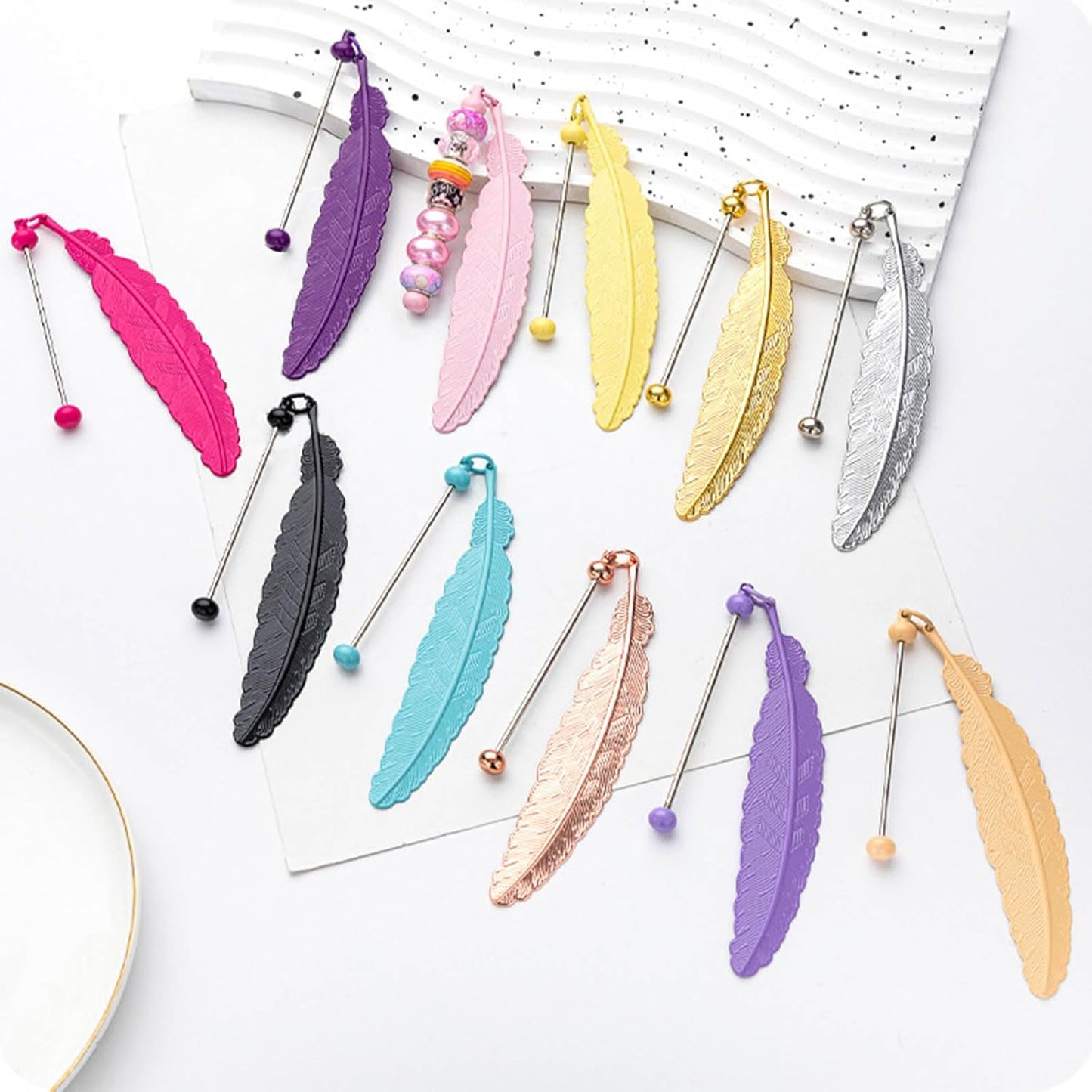 Beadable Bookmarks Metal Book Page Holder with Pendant Reading Book Lover Reader