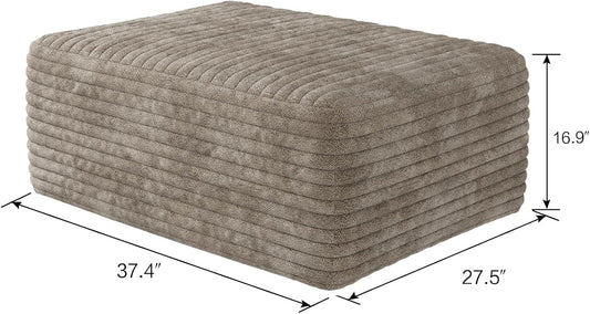 37.4" Rectangle Ottoman Foot Rest for Couch - Corduroy Upholstered Compressed Memory Foam, Cloud Ottoman for Modular Sectional, No Assembly Required, DIY Combination, Camel