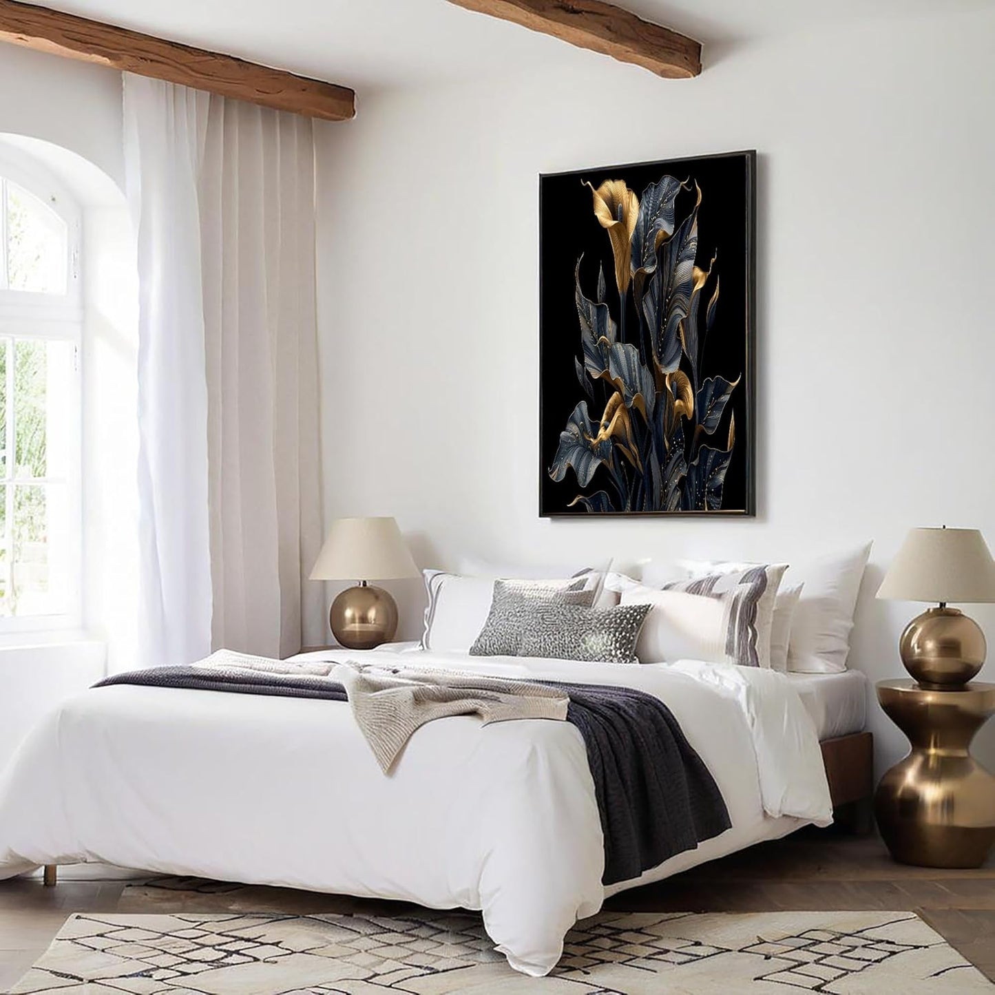 GDJSMIN Realistic Art Style Wall Art, Calla Lily Illustration Poster for Reading Room Living Room Decor 12x 16 inch Unframed