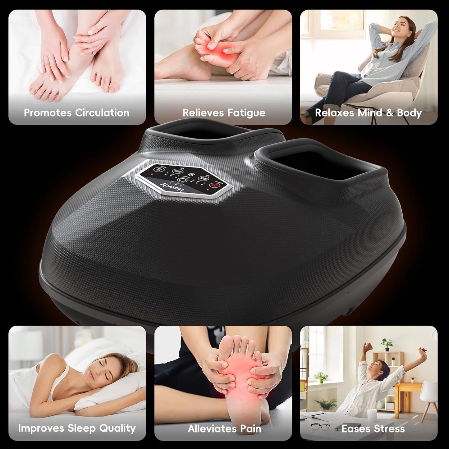 Howdy Heated Foot Massager Machine with Remote for Neuropathy, Shiatsu Feet Massager with Kneading&Compression for Plantar Fasciitis Pain Relief, 2026 Valentine's Day Gift for Her/Him