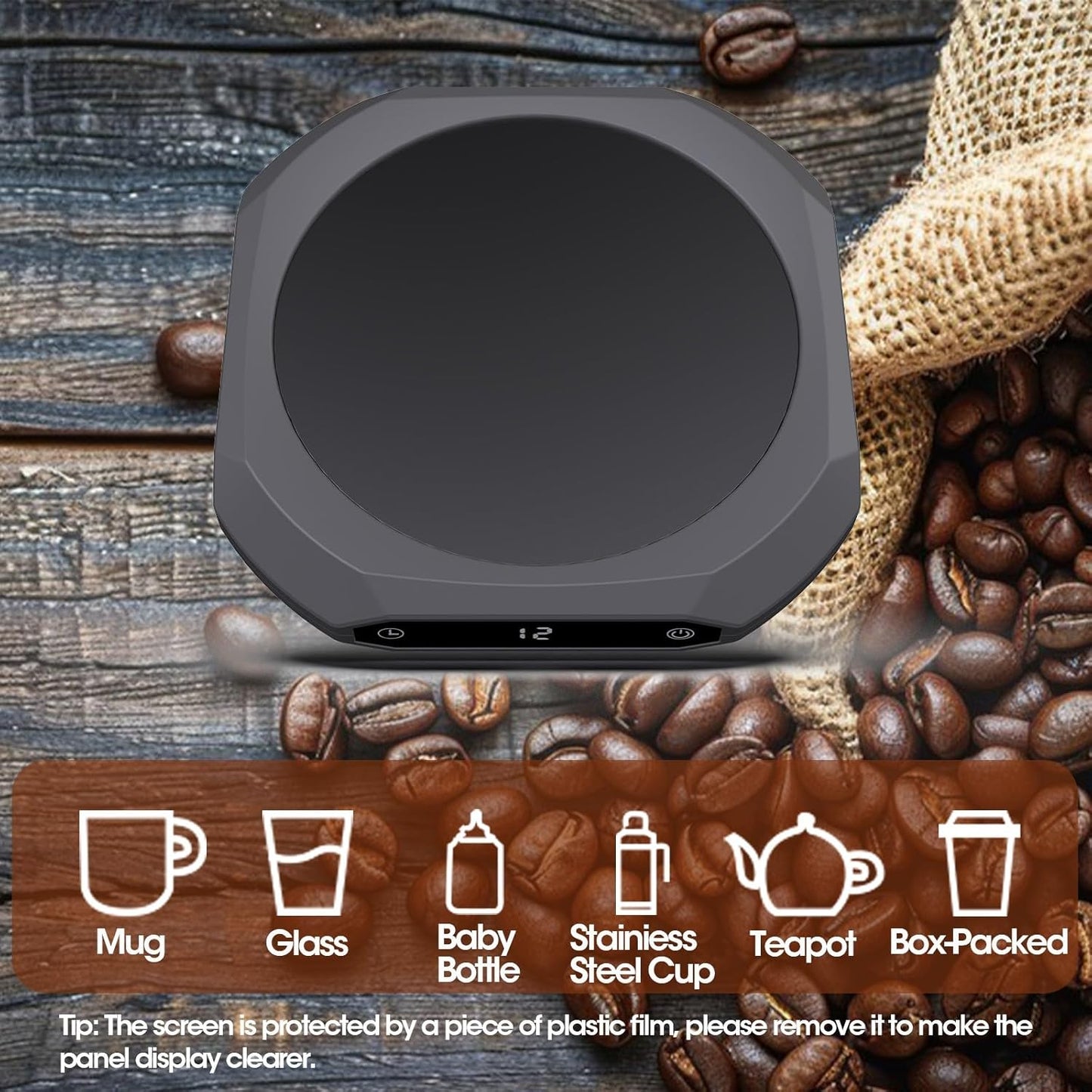 Mug Warmer for Desk - 36W Smart Coffee Cup Warmer with Timer, Auto Shut Off, 3 Heat Settings, Keep Your Coffee Warm for Office Hours,Perfect Coffee Gifts (Gray)
