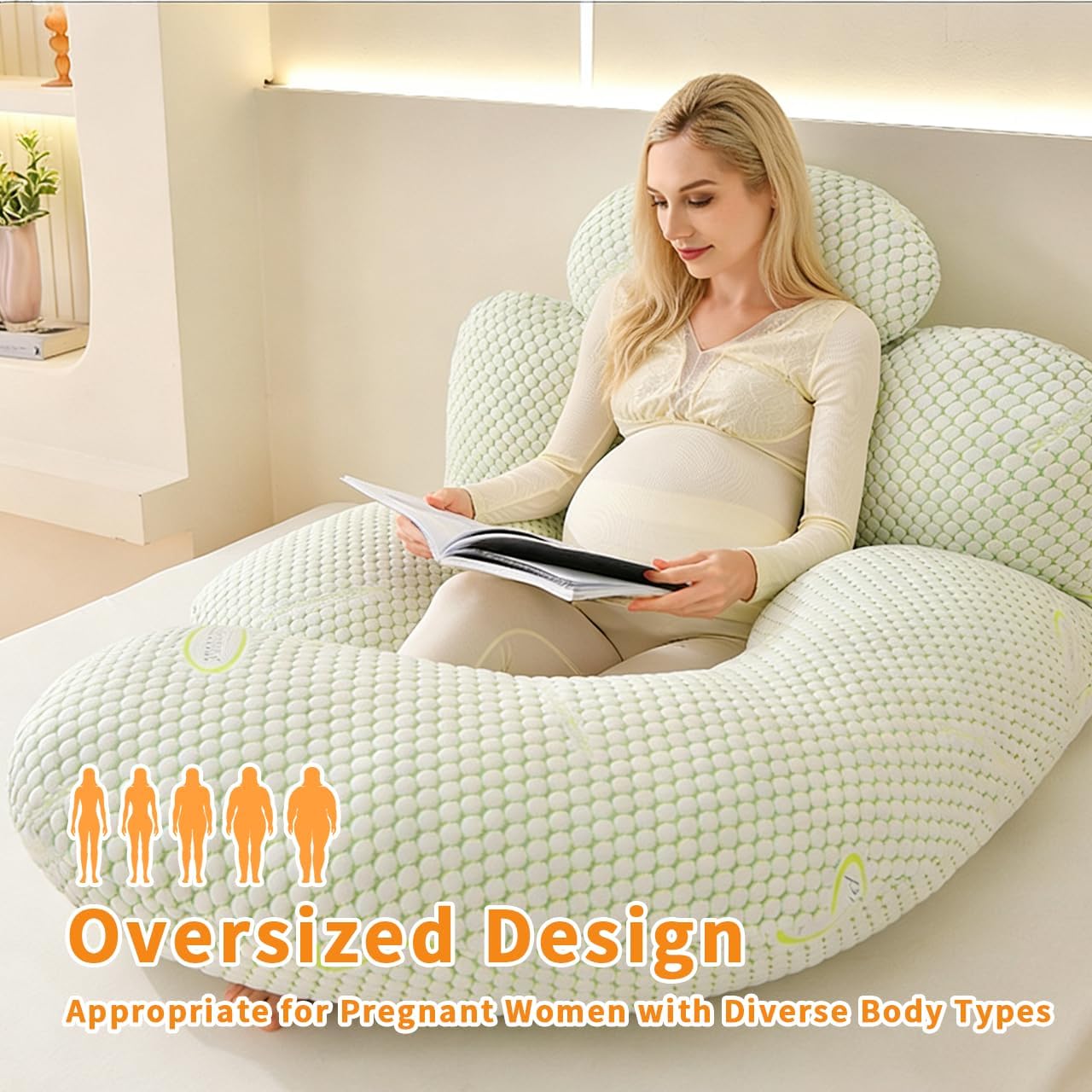 Pregnant Woman's Sleep Pillow, 62-inch U-shaped Full-body Position pPregnancy Pillow, Detachable Cover, Combined Design, Providing Support For The Back, Hips, Abdomen And Legs Of Pregnant Women.