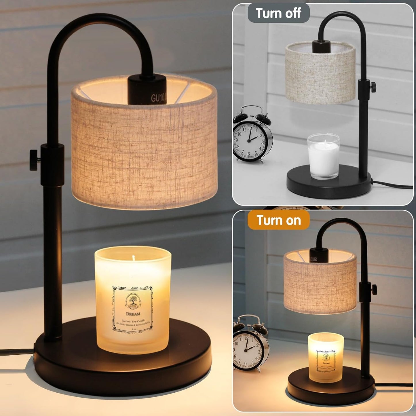 Candle Warmer Lamp with Timer, Dimmable Candle Wax Warmer Candle Lamp Warmer with 2 Bulbs, House Warming Gifts Birthday Gifts for Women Bedroom Home Decor (Linen-Upgraded)