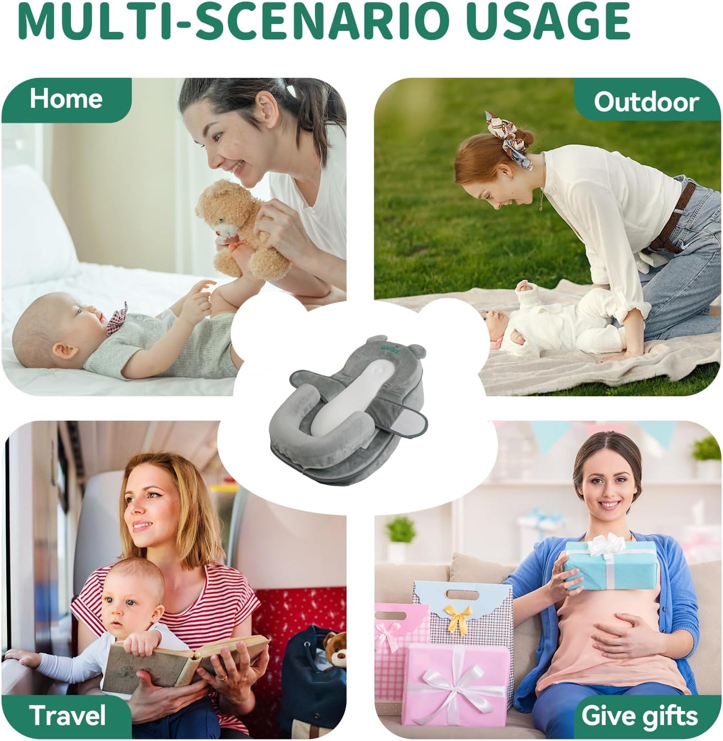 Rootling Baby Feeding Pillow, Anti Overflow Feeding Pillow for Reducing Spit-Up, Safety Nursing Pillow, Baby Lounger Reflux Wedge Breastfeeding, Removable top and Bottom