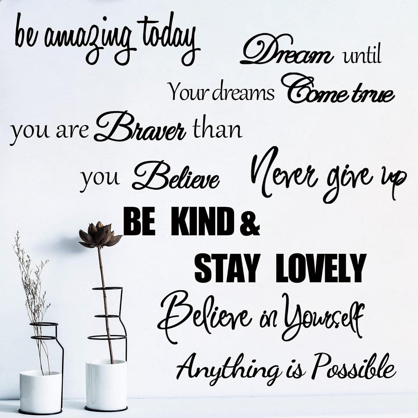 Inspirational Quotes & Motivational Sayings Wall Decals - Vinyl Positive Word Wall Stickers for Woman, Girls & Living Room Decor