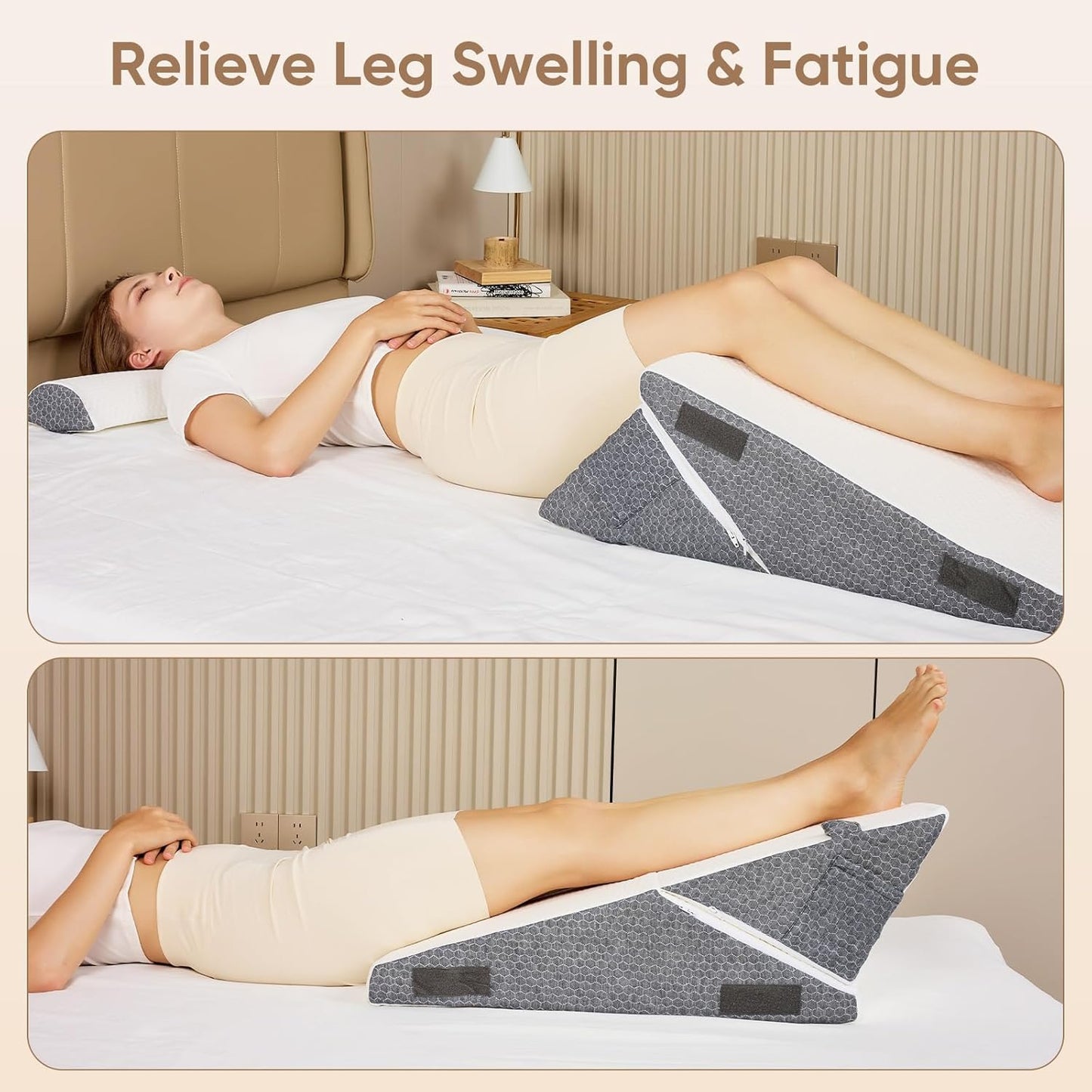 3-Piece Adjustable Bed Wedge Pillow Set for After Post Surgery,10-in-1 Orthopedic Foam Wedge Pillow Headboard Support for Acid Reflux, Sleeping,Snoring, Back & Leg Pain Relief