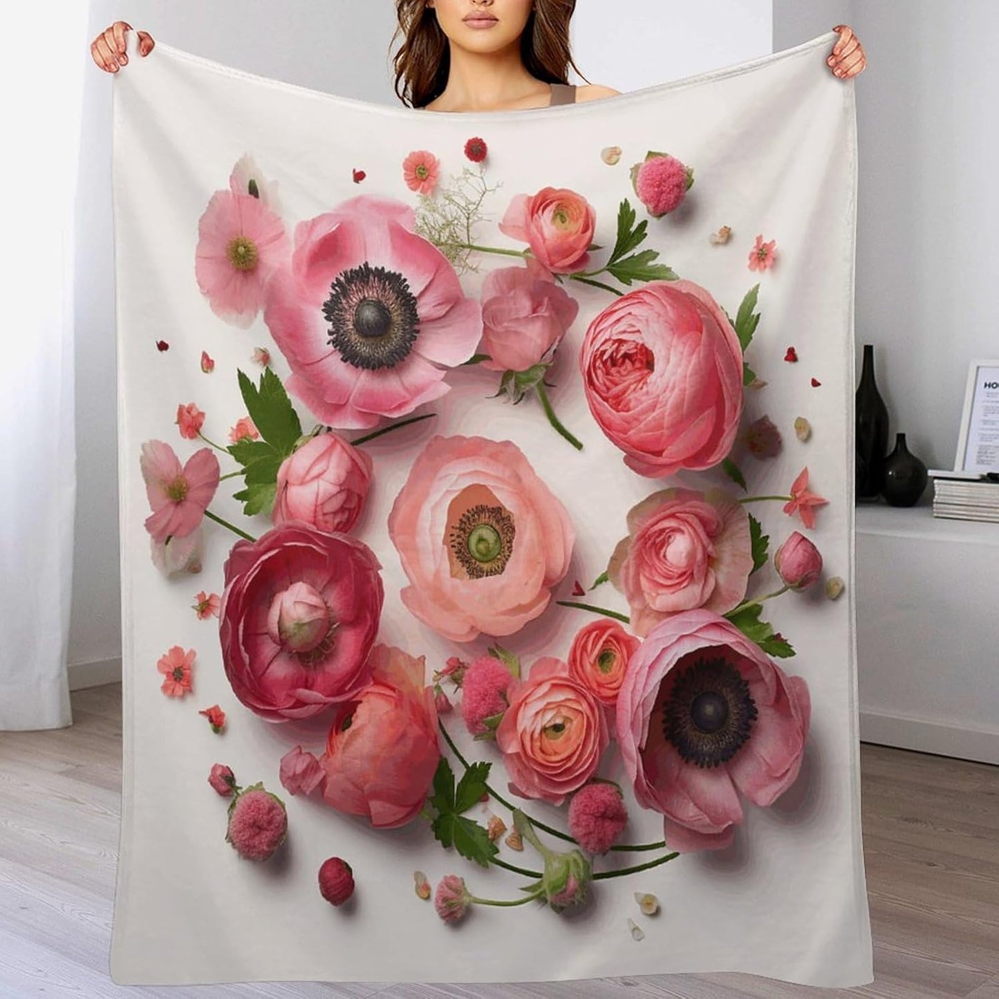 Flowers in A Circle Throw Blanket for Couch Super Soft Warm Lightweight Throw Blankets Cozy Flannel Bed Blanket Cute Decorative Blankets for All Seasons Home Decor Gift 30"*40"（76 * 100cm）