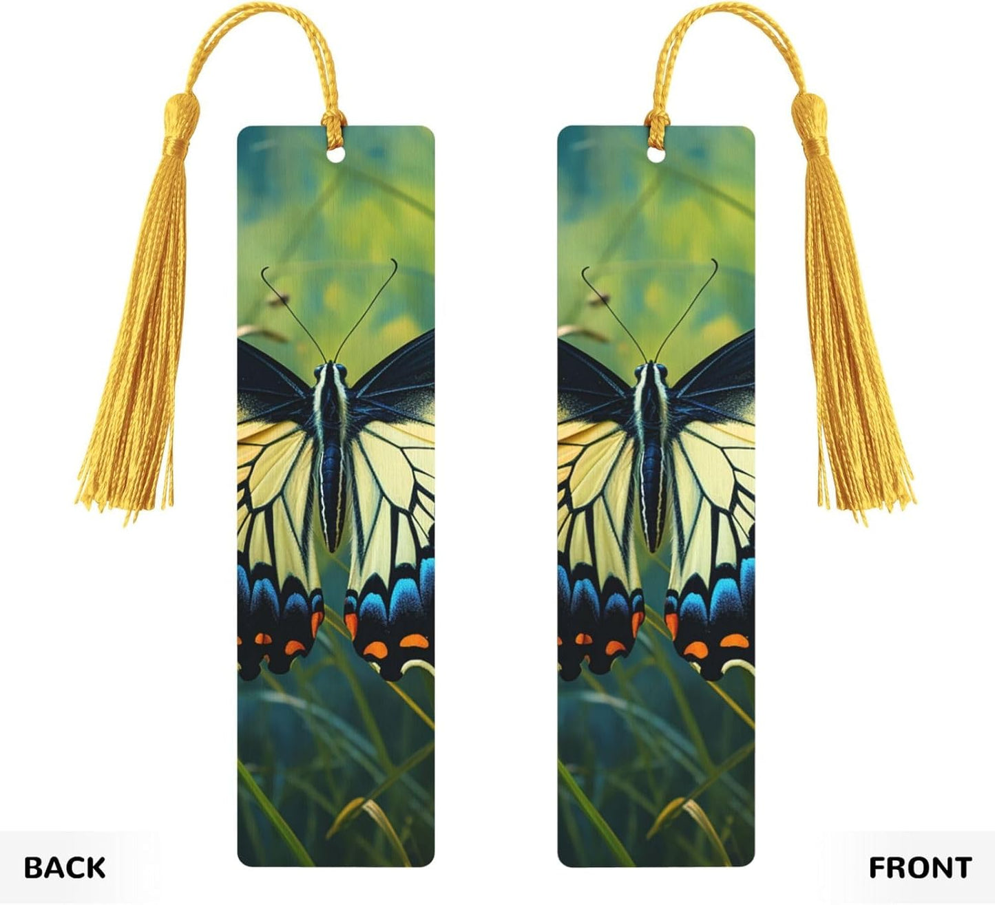 Butterfly on Stem Bookmarks Gifts for Women Men, Wooden Bookmarks for Book Lovers, Vintage Book Marks Ornaments with Tassel, Unique Personalized Reading Page Markers Gold