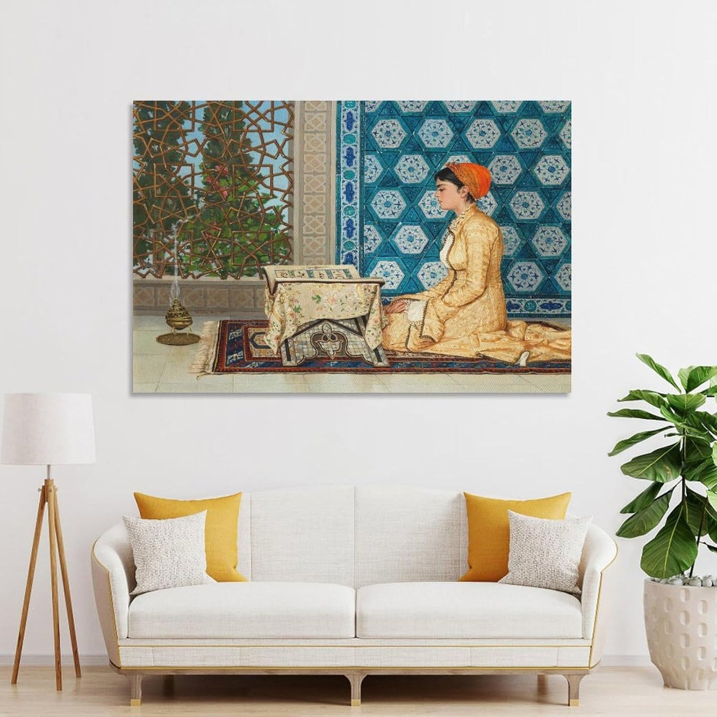 Turkish Poster Painting Young Woman Reading Modern Home Wall Art Decoration Canvas Print Poster Decorative Painting Canvas Wall Art Living Room Posters Bedroom Painting 24x36inch(60x90cm)