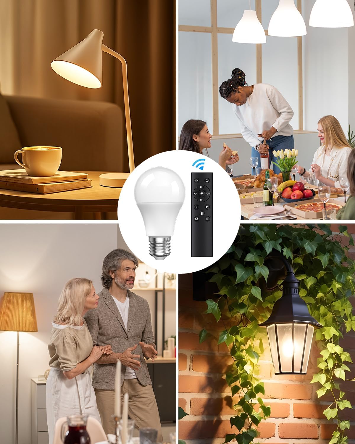 A19 LED Light Bulbs with Remote Control, 9W LED Bulbs 60W Equivalent, 3000K-6000K Stepless Dimmable, E26 Base, Remote Control Light Bulbs with Timing, Memory Function, for Home Decor, 1Bulb & 1Remote
