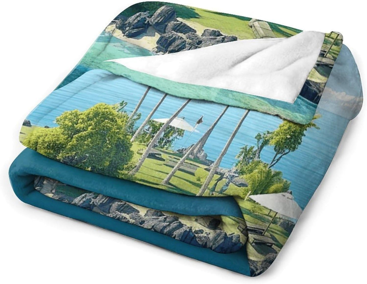 Ocean Island Throw Blanket for Couch Super Soft Warm Lightweight Throw Blankets Cozy Flannel Bed Blanket Cute Decorative Blankets for All Seasons Home Decor Gift 30"*40"（76 * 100cm）