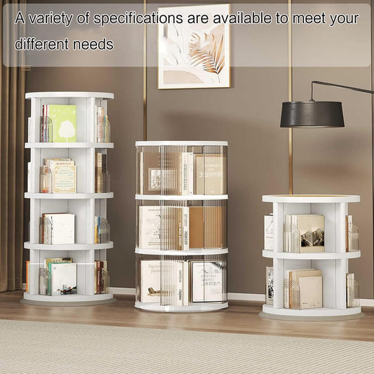 2/3/4/5 Tier Rotating Bookshelf Tower 360 Degree Revolving Bookcase，Revolving Bookcase Stackable Bookshelf Organizer Large Capacity， Round Rotating Bookshelf For Bedroom, Living Room(43x131cm)