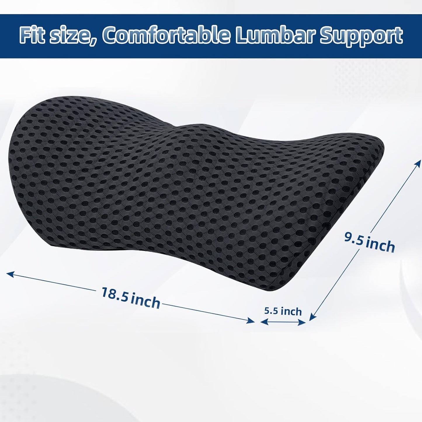 Lumbar Pillow, 2 Pack Memory Foam Lumbar Support Pillow for Office Chair and Car Seat, Ergonomic Streamline Back Pillow for Lower Back Pain Relief, Back Support Pillow for Sitting, Driving, Traveling