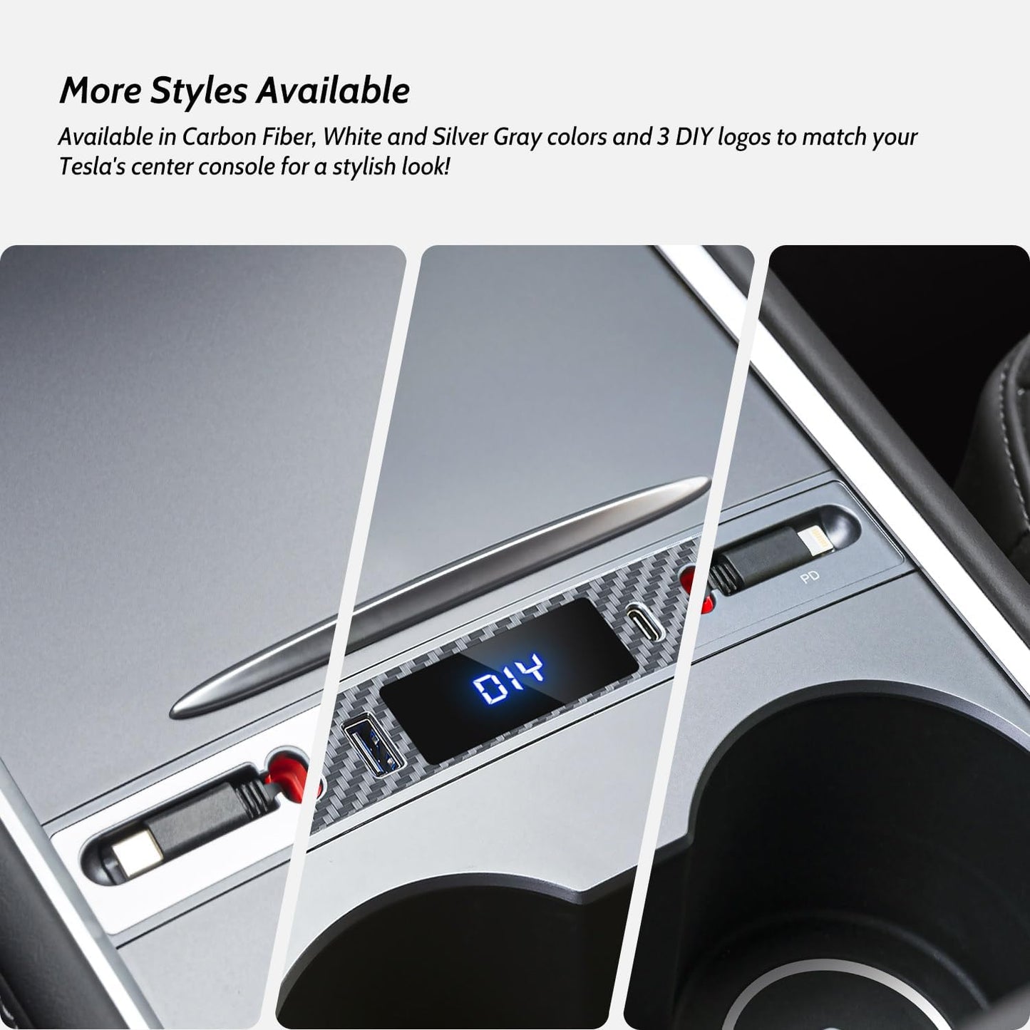 Upgrade Touch Switch Hub for Tesla (White), Retractable Phone Fast Charger is Necessary Tesla 2021-2024 Model 3/Y Accessories (not Highland Compatible), Gifts for Tesla Owners