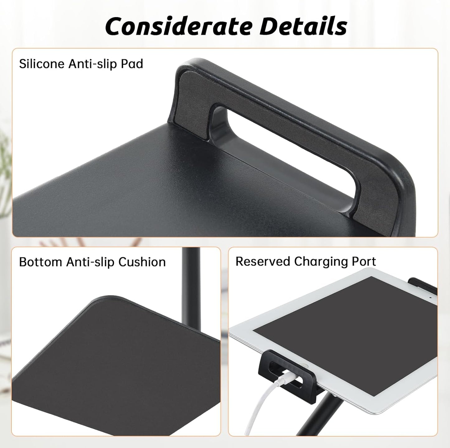UTEBIT Tablet Stand Holder for iPad, 9.5''-16.5''Height Adjustable Tablet iPad Stand for Desk Support 22LBS, 360°Rotating Arm Portable Monitor Holder Mount for 4''-13''All iPad, iphone 17 16pro, Black