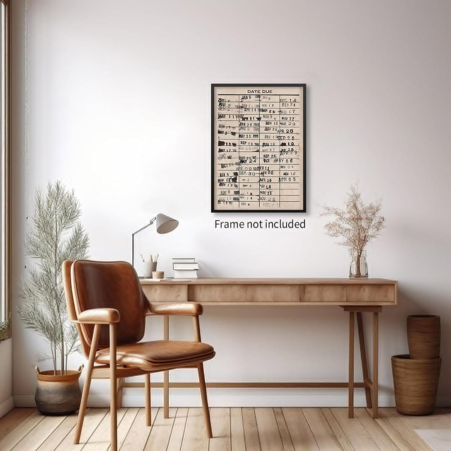 WLZWD Antique Retro Library Reading Card Wall Art Vintage Book Due Date Poster Unique Neutral Rustic Canvas Prints for Living Room Study Wall Decor 12x16 inch Unframed
