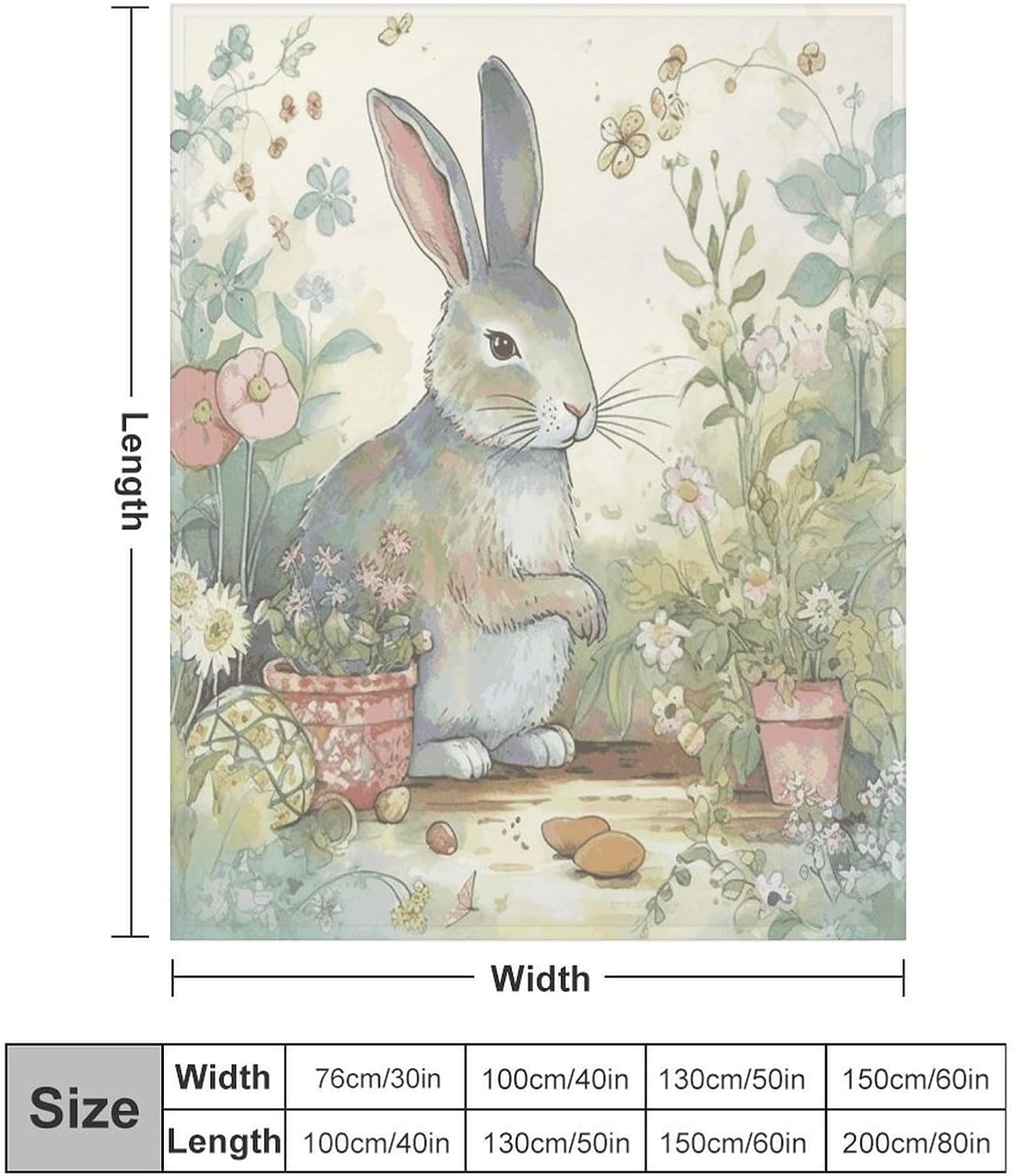 Garden Bunny Throw Blanket for Couch Super Soft Warm Lightweight Throw Blankets Cozy Flannel Bed Blanket Cute Decorative Blankets for All Seasons Home Decor Gift 30"*40"（76 * 100cm）