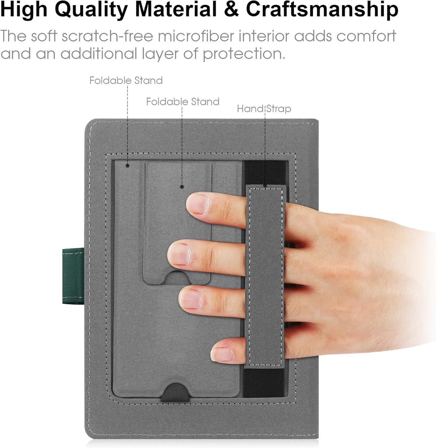 Universal Case Compatible with 6”-6.8” Kobo/Pocketbook/Tolino/Sony E-Book eReader Kindle Paperwhite/Kobo Clara HD/Kobo Clara 2E Leather Stand Cover for 6-6.8'' E-Book eReader,Green