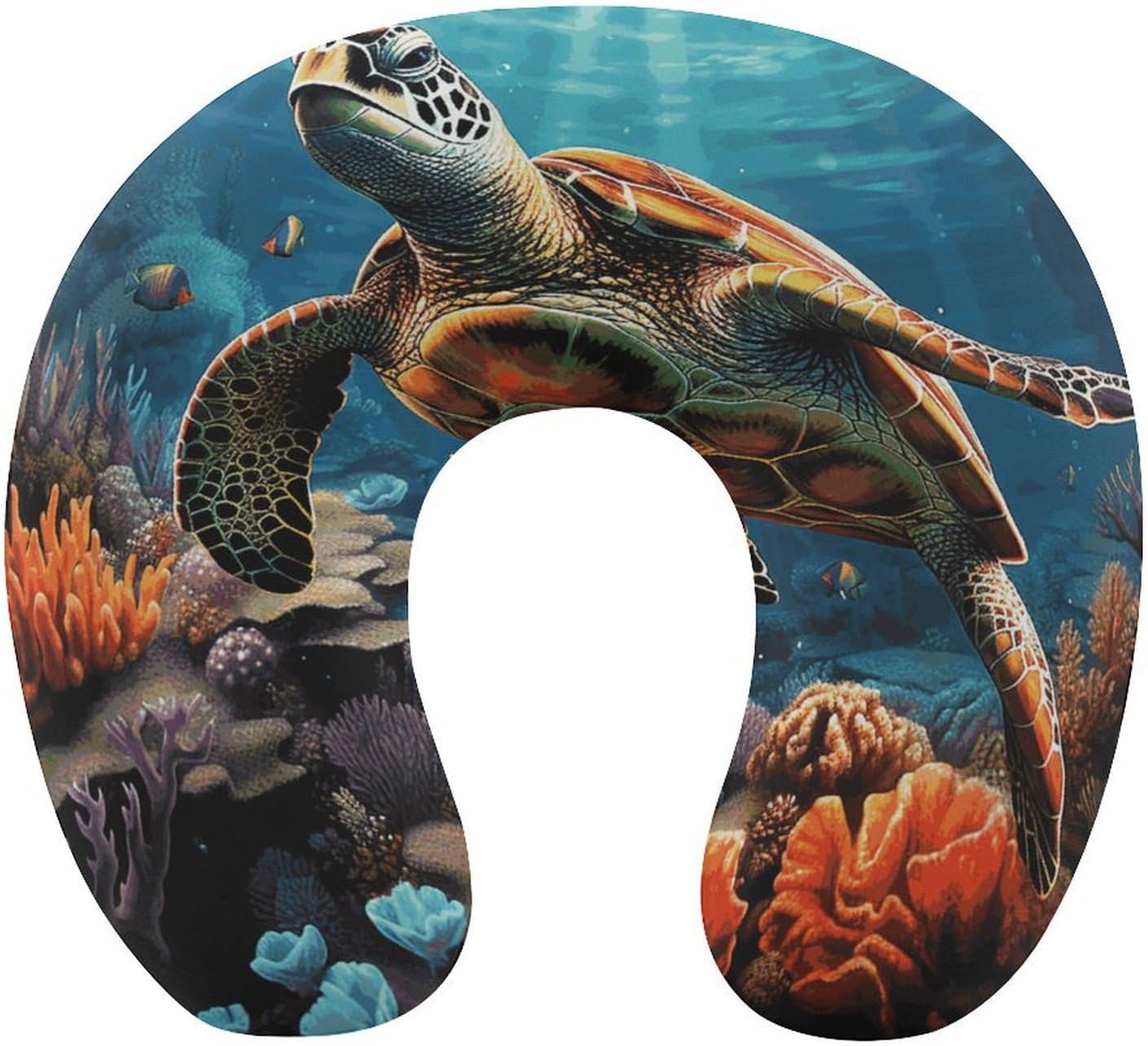Sea Turtles Diamond Painting Neck Pillow Memory Foam U Shaped Pillows Portable Pillows for Shoulder Travel Head Support Pillow with Concealed Zipper for Airplane Car Home Office