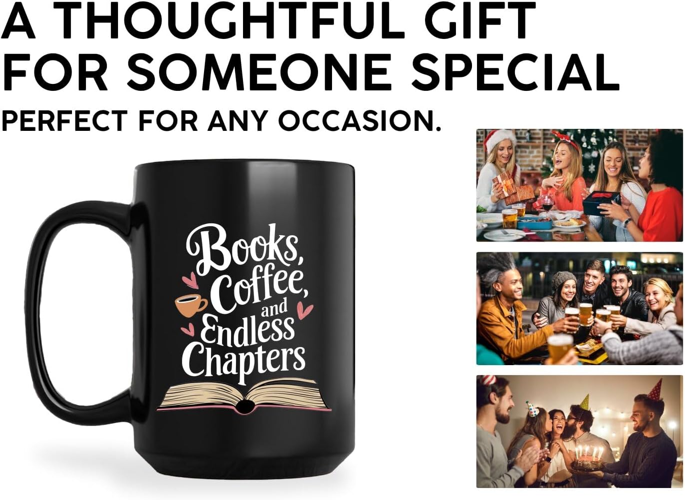 Book Lovers Coffee Mug 15oz Black -Endless Chapters - Gift for Book Club Bookworm Bookish Reading Nerdy Avid Readers Women