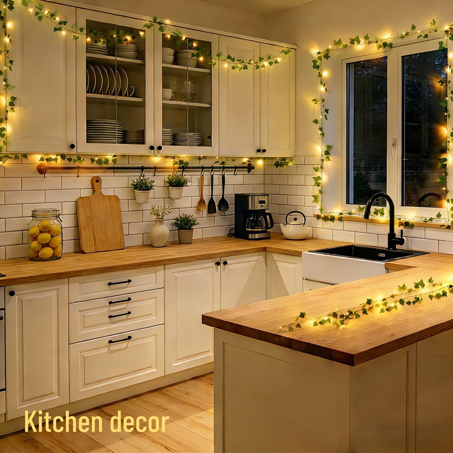 JMEXSUSS 100 LED Vines with Lights Plug in, Ivy Vines with Fairy Lights with Remote, 33 FT Leaf String Lights Waterproof for Room Bedroom Wall Fireplace Wedding Decoration（Warm White）