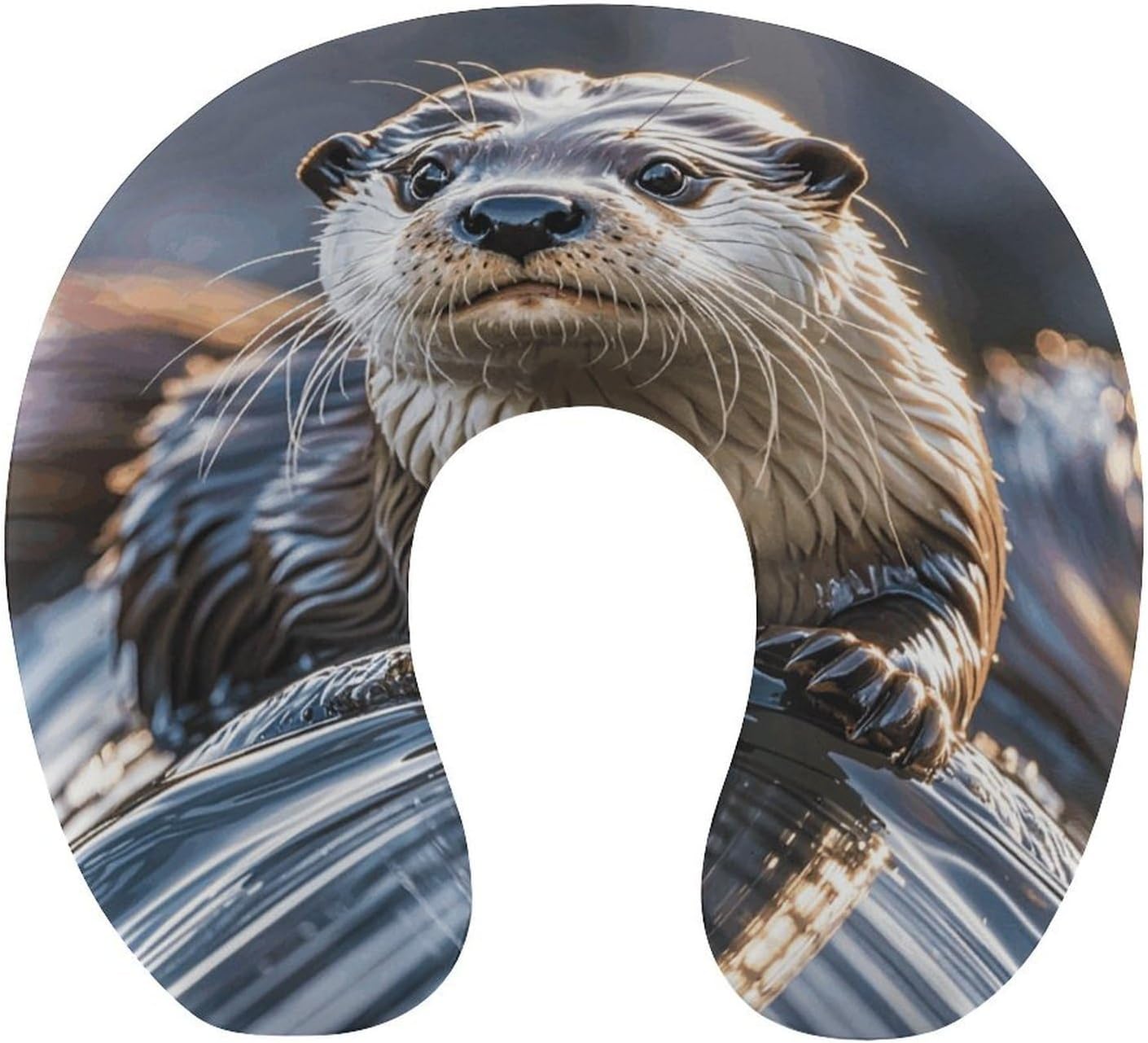 Otters Neck Pillow Memory Foam U Shaped Pillows Portable Pillows for Shoulder Travel Head Support Pillow with Concealed Zipper for Airplane Car Home Office