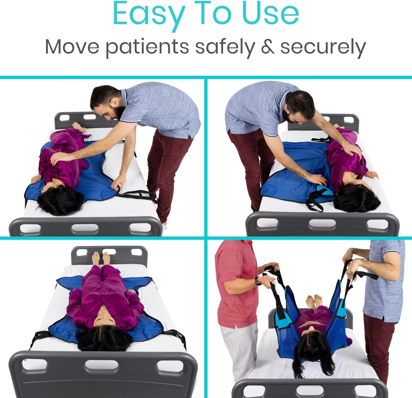 Vive Patient Lift Sling - Full Body Mesh Transfer Sling for Showering & Home Use - Hoyer Lift Pad for Elderly, Disabled, Bariatric - Patient Transfer Assist Device Blanket for Bed Positioning, Lifting