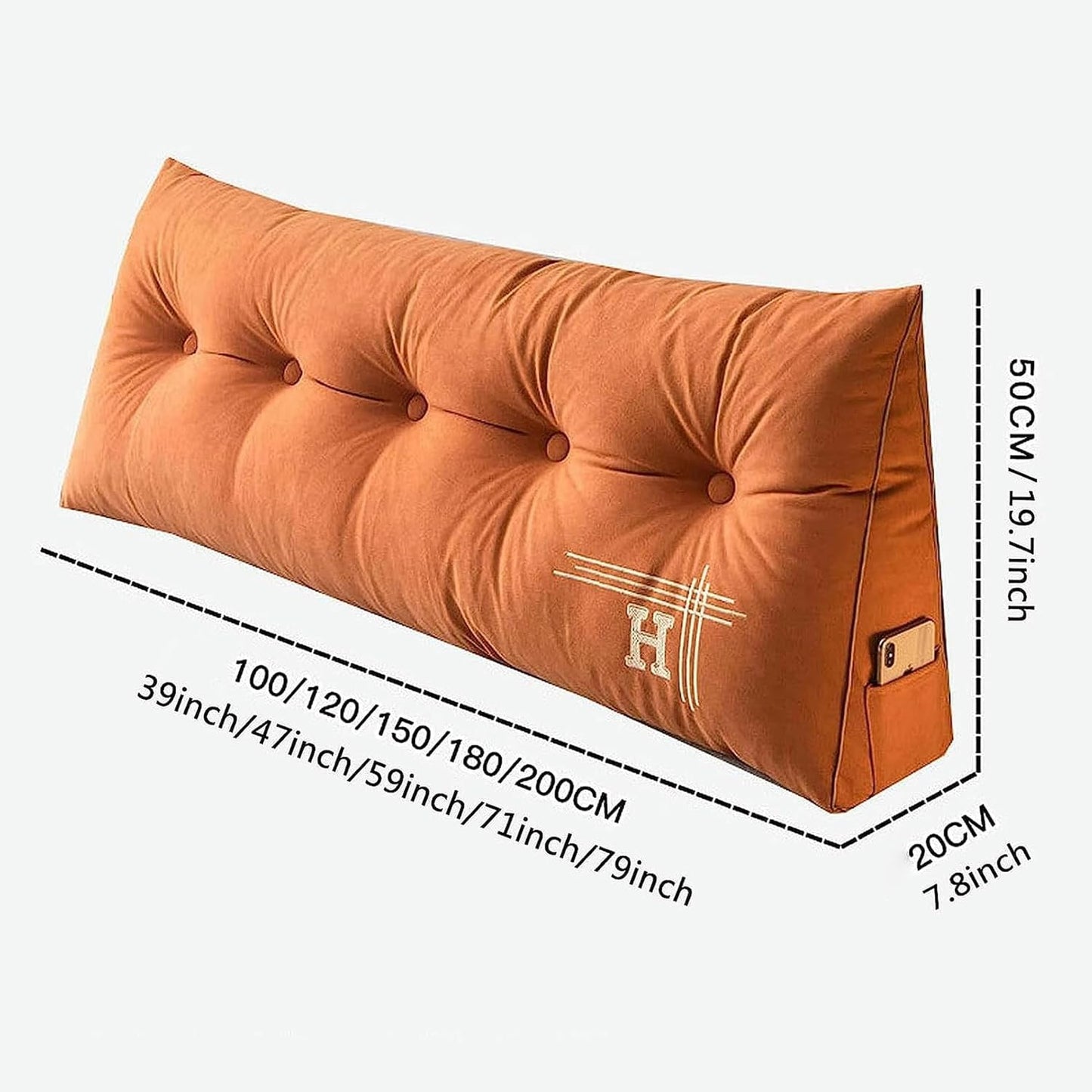 Backrest Cushion Triangular Headboard Pillow, Bedside Cushion Bed Sofa Long Reading Pillow, Sofa Bed Back Positioning Support Cushion with Removable Cover, Soft and Comfortable
