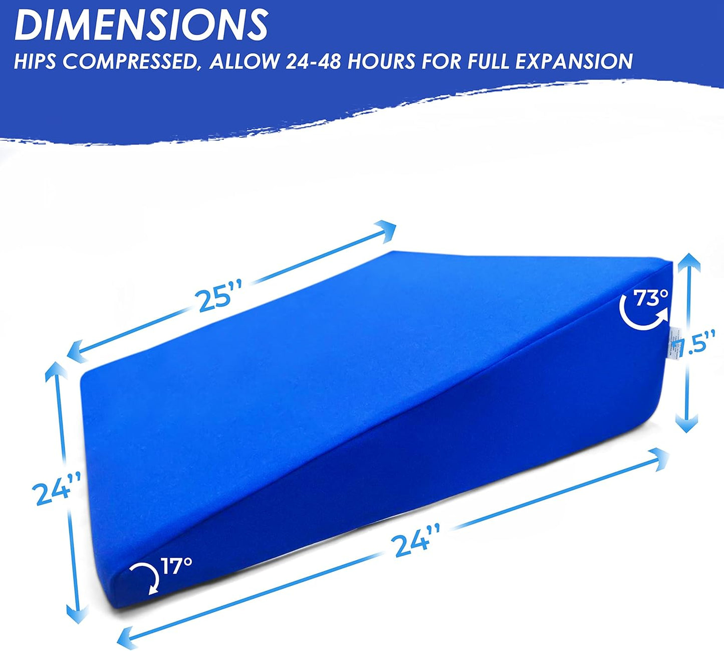 Bed Wedge Elevator for Acid Reflux, Sleeping, Posture Control, Surgery Recovery, 7.5 inch Lift. Polyester Cover. Foam Wedge Pillow for Sleeping, Triangle Pillow Wedge, Incline Maternity Pregnancy