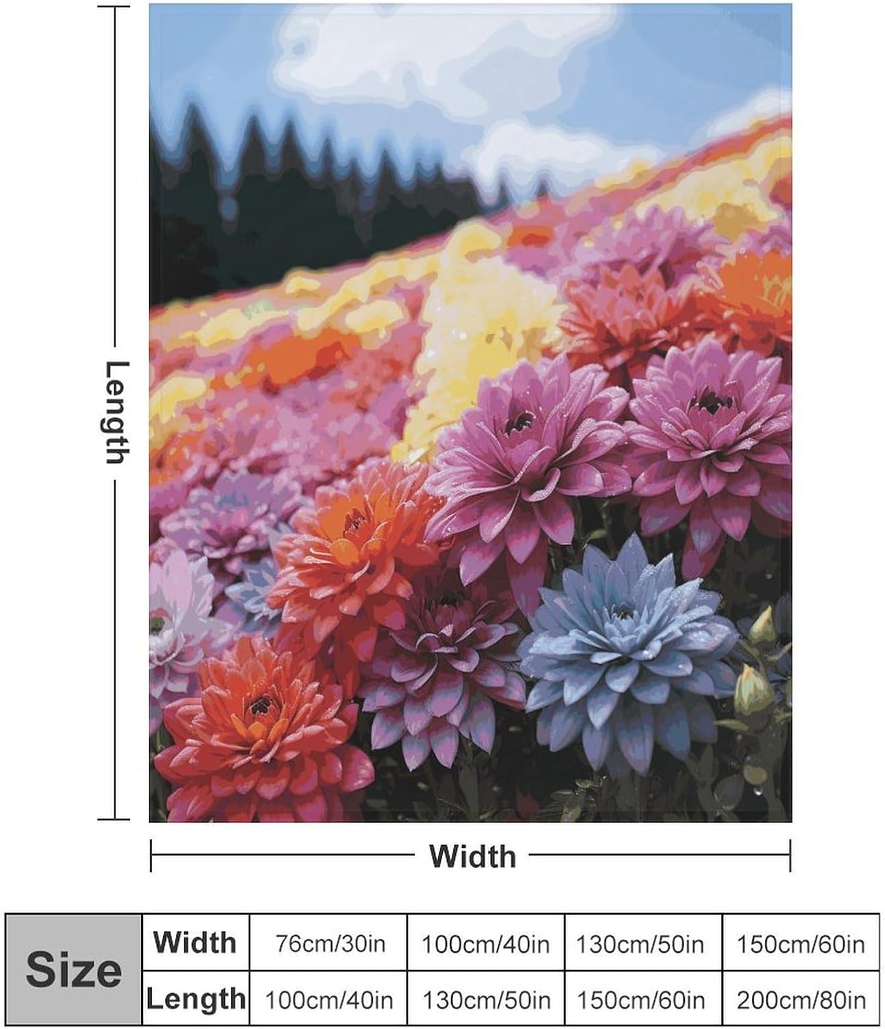 Rainbow Flower Sea Blanket Super Soft Lightweight Throw Blanket Cute Cozy Warm Bed Blanket Decorative Fuzzy Blanket All-Season Home Decor Gift for Sofa Couch Living Room 50"*60"（130 * 150cm）