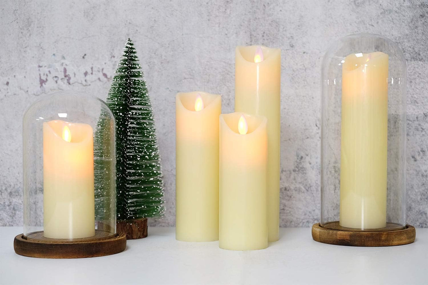 Eldnacele LED Flameless Flickering Candles with Remote Timer Warm White Battery Operated Wax LED Pillar Candles Set of 5 Realistic Flame for Decoration (2.2" X 5"6" 7" 8" 9")