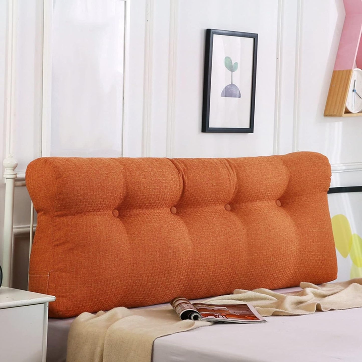 Headboard Pillow, Headboard Back Cushion Triangular Reading Pillow Triangle Back Cushion Pillow Large Soft Upholstered (Color : A, Size : 120x50x15cm(47x20x6inch))