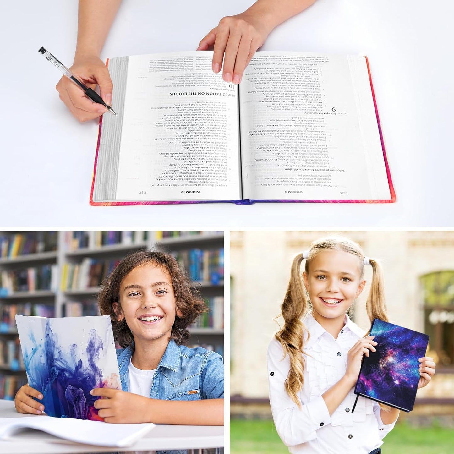 Moko Stretchable Book Cover, Reusable Jumbo Cover Protector for Textbook Hardcover Books 9 x 11 in, Fabric Book Sox, Back to School Supplies, 7 PCS
